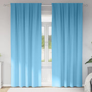 Vidaxl zwart-out gordijnen met ringen 2 st lichtblauw 225 x 140 cm - afbeelding 1