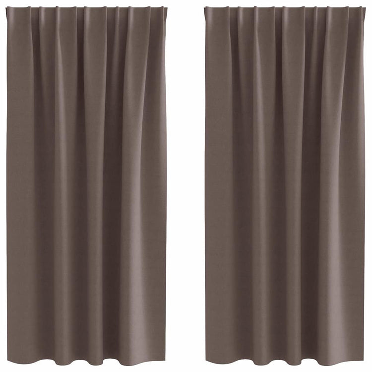 Vidaxl zwart-out gordijnen met ringen 2 st donkerbruin 175 x 140 cm