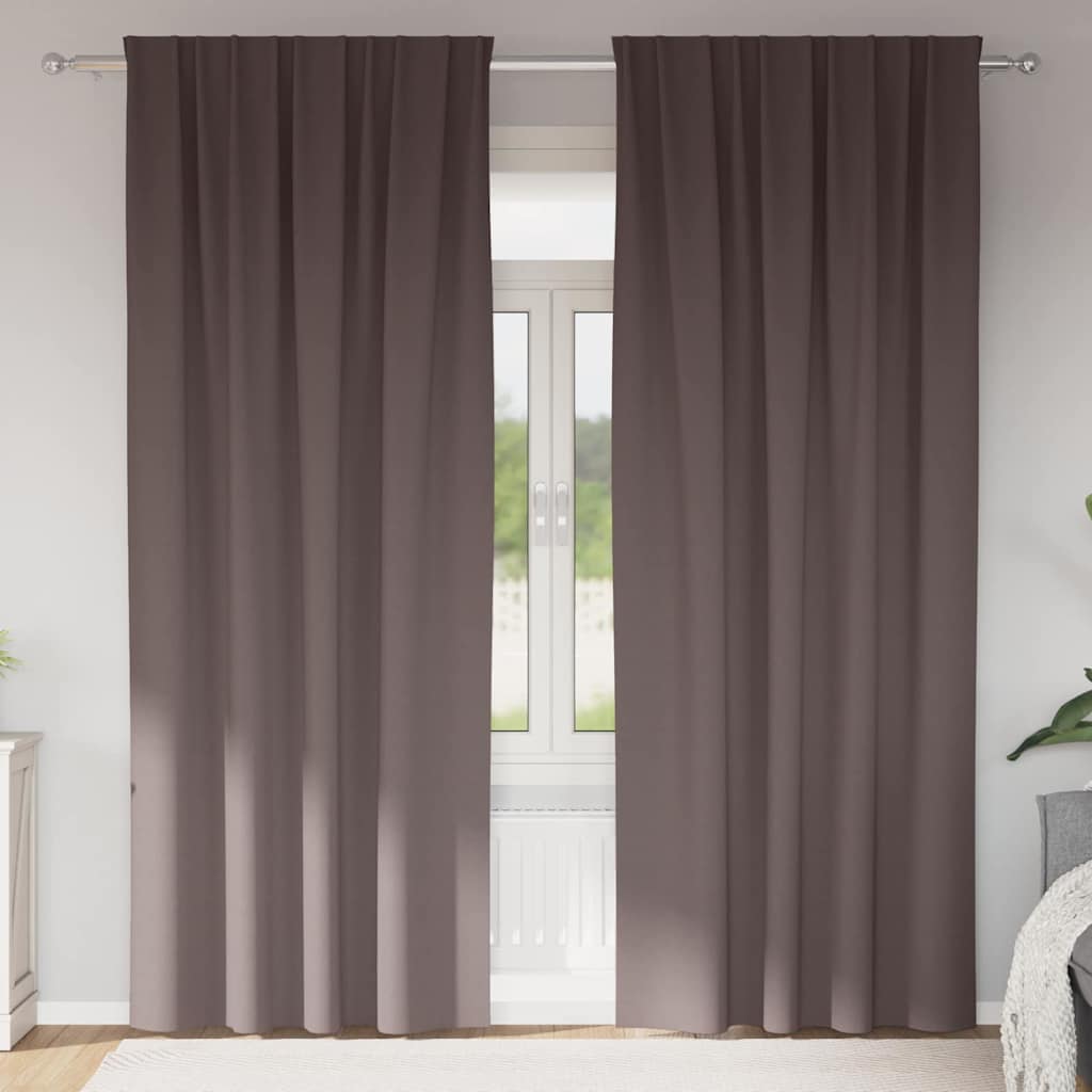 Vidaxl zwart-out gordijnen met ringen 2 st donkerbruin 245 x 140 cm