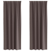 Vidaxl zwart-out gordijnen met ringen 2 st donkerbruin 245 x 140 cm - afbeelding 2