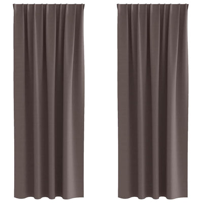 Vidaxl zwart-out gordijnen met ringen 2 st donkerbruin 260 x 140 cm