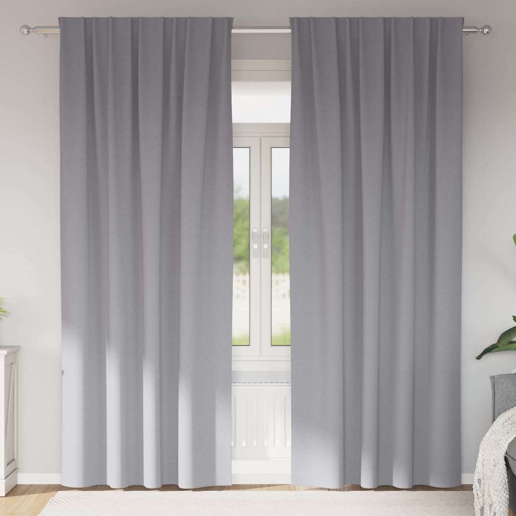 Vidaxl zwart-out gordijnen met ringen 2 st lichtgrijs 245 x 140 cm