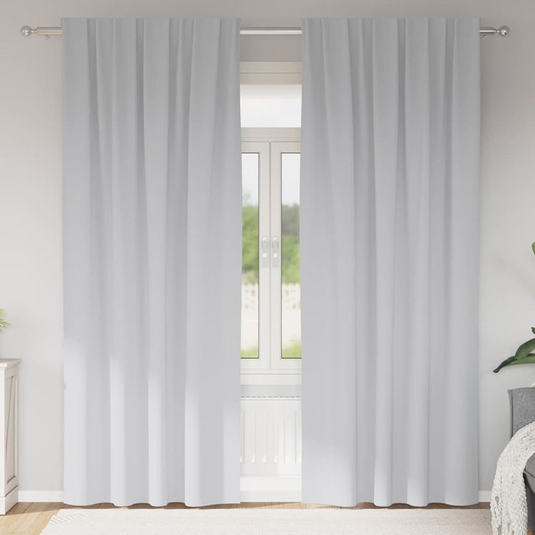 Vidaxl zwart-out gordijnen met ringen 2 st bleekgrijs 245 x 140 cm