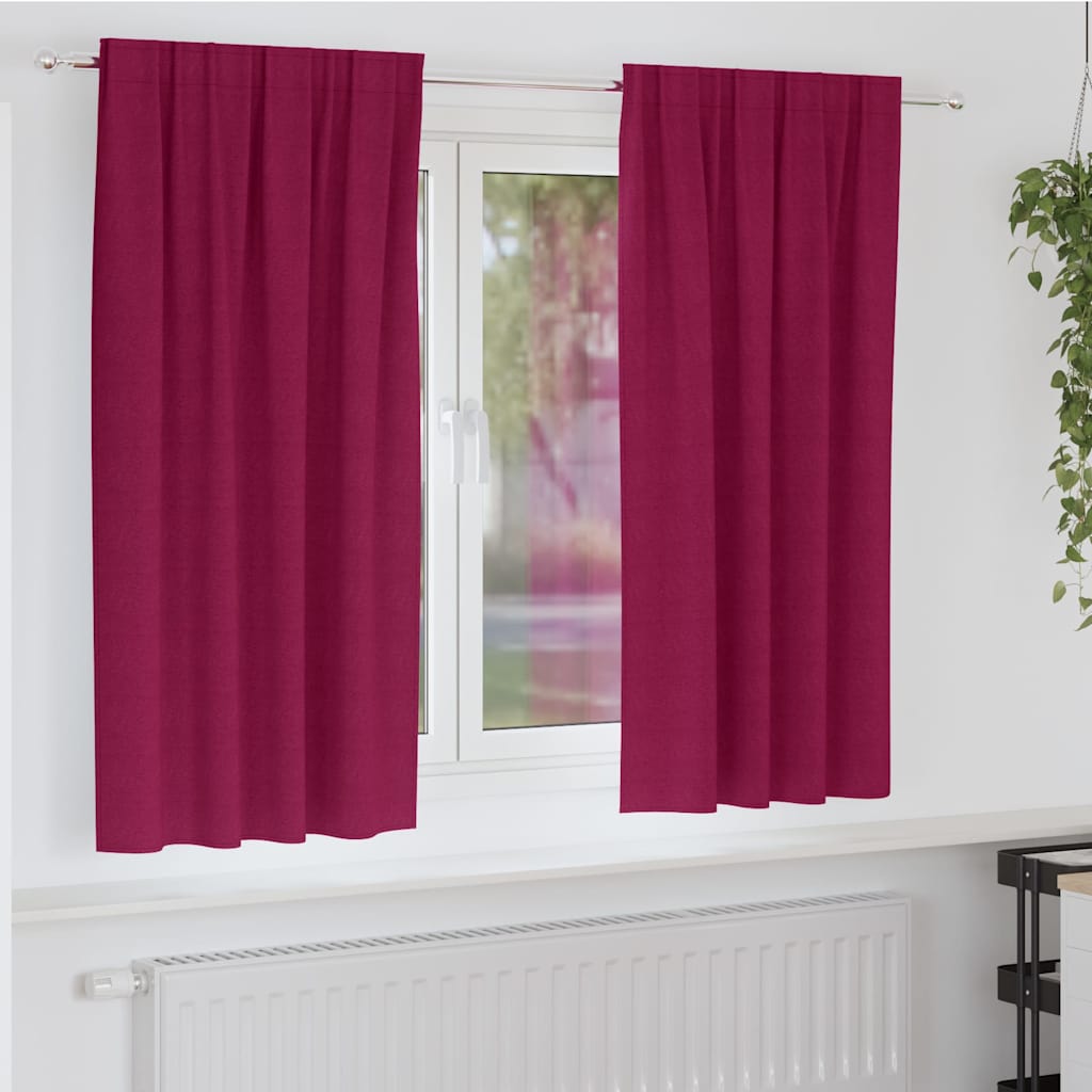 Vidaxl zwart-out gordijnen met ringen 2 st wijnrood 175 x 140 cm
