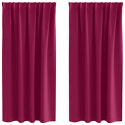 Vidaxl zwart-out gordijnen met ringen 2 st wijnrood 175 x 140 cm - afbeelding 2