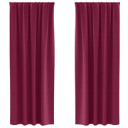 Vidaxl zwart-out gordijnen met ringen 2 st wijnrood 225 x 140 cm - afbeelding 2