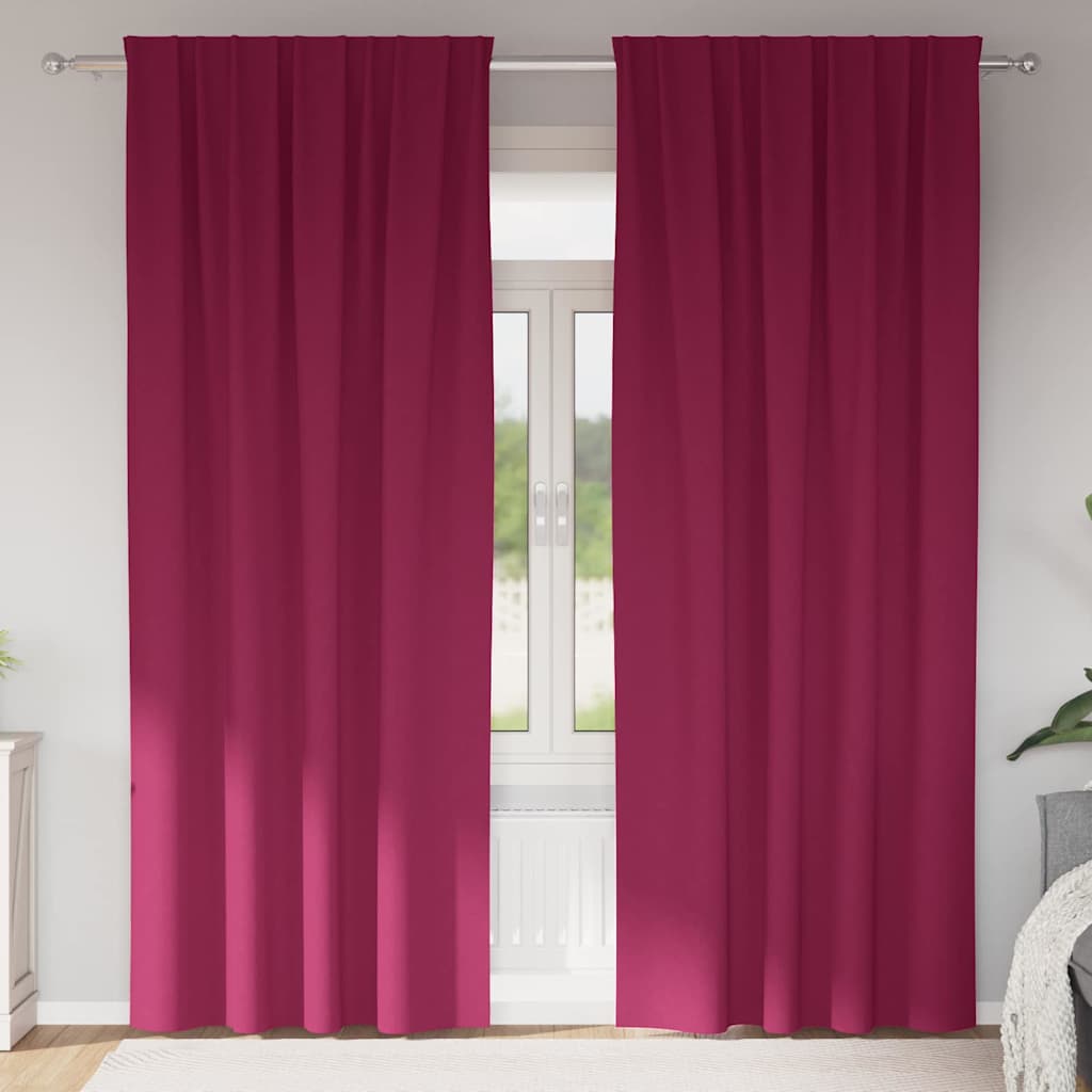 Vidaxl zwart-out gordijnen met ringen 2 st wijnrood 260 x 140 cm