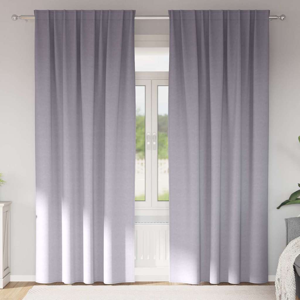 Vidaxl zwart-out gordijnen met ringen 2 st metaalgrijs 245 x 140 cm