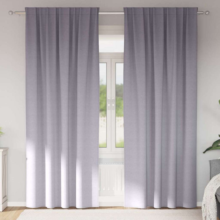 Vidaxl zwart-out gordijnen met ringen 2 st metaalgrijs 245 x 140 cm