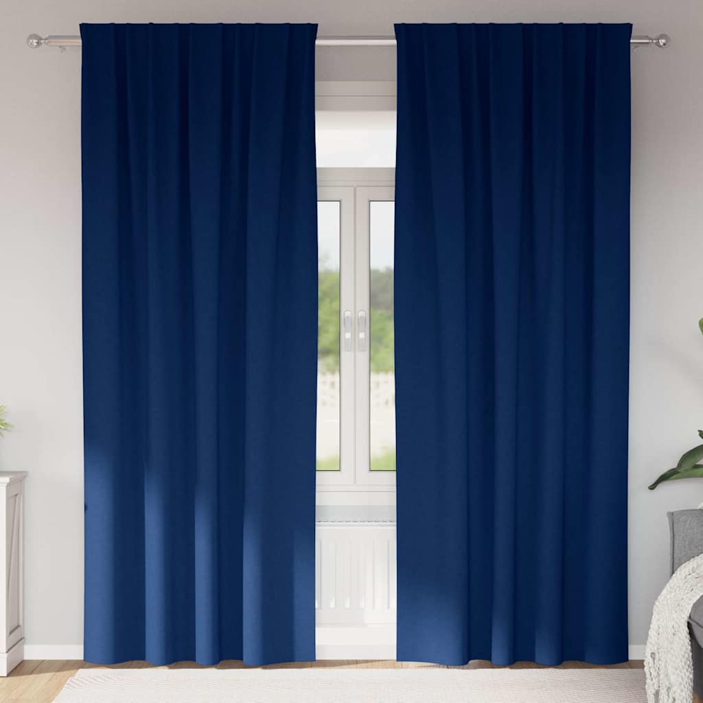 Vidaxl zwart-out gordijnen met ringen 2 st donkerblauw 225 x 140 cm