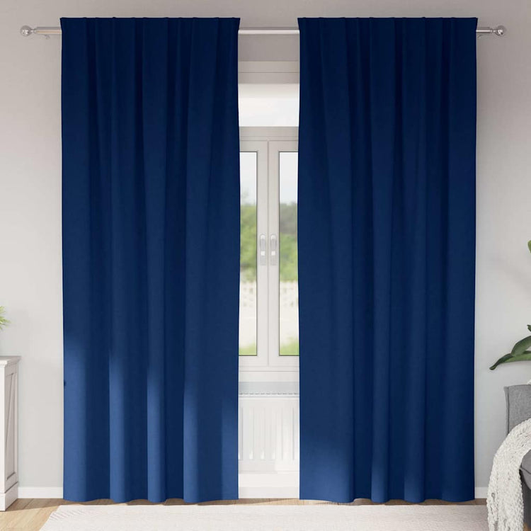 Vidaxl zwart-out gordijnen met ringen 2 st donkerblauw 245 x 140 cm