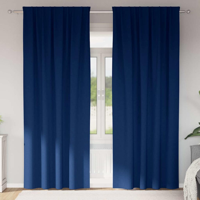 Vidaxl zwart-out gordijnen met ringen 2 pcs donkerblauw 245 x 140 cm