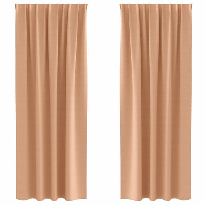 Vidaxl zwart-out gordijnen met ringen 2 st licht bruin 225 x 140 cm