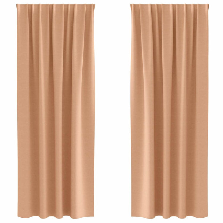 Vidaxl zwart-out gordijnen met ringen 2 st licht bruin 245 x 140 cm