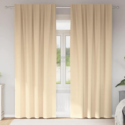Vidaxl zwart-out gordijnen met ringen 2 st crèmekleurig 225 x 140 cm