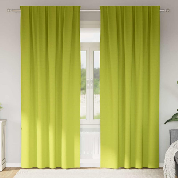 Vidaxl zwart-out gordijnen met ringen 2 st groen 225 x 140 cm