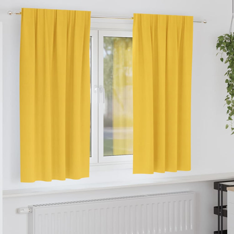 Vidaxl zwart-out gordijnen met ringen 2 st mosterdgeel 175 x 140 cm