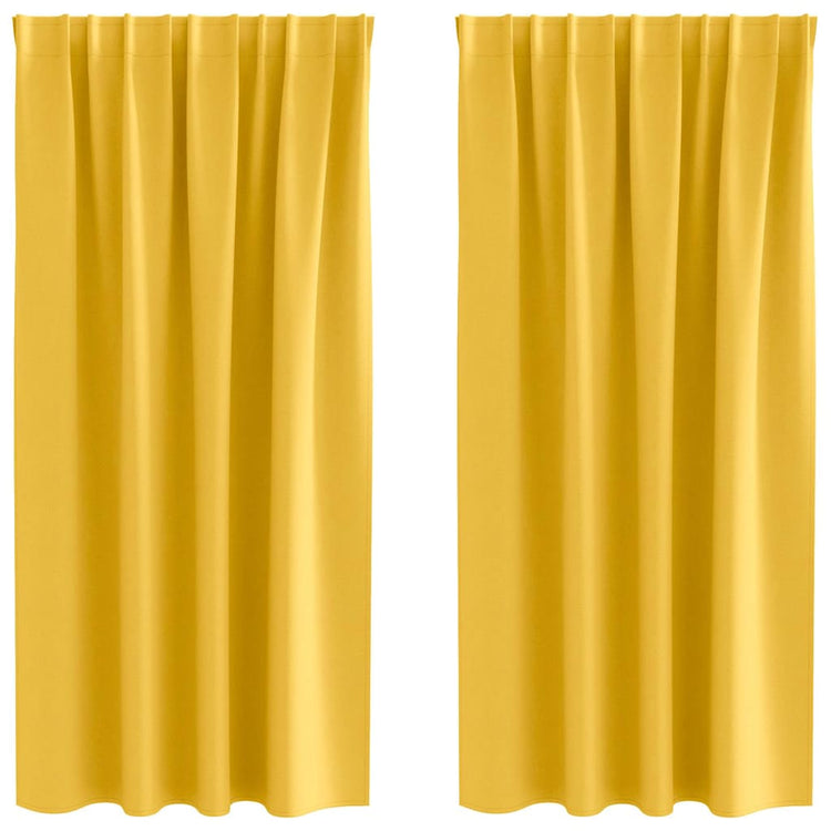Vidaxl zwart-out gordijnen met ringen 2 st mosterdgeel 175 x 140 cm