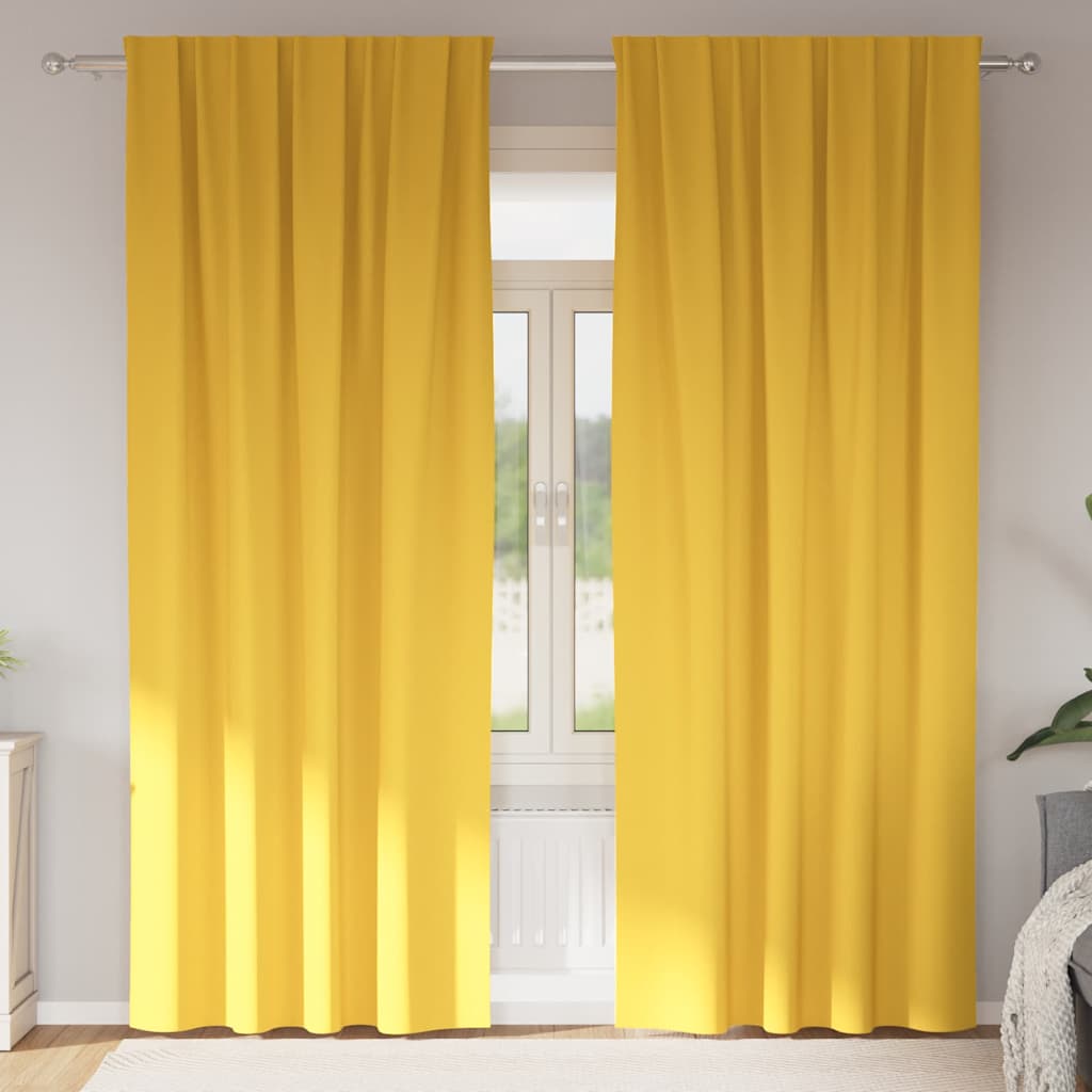 Vidaxl zwart-out gordijnen met ringen 2 st mosterdgeel 245 x 140 cm