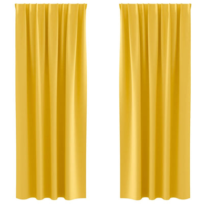 Vidaxl zwart-out gordijnen met ringen 2 st mosterdgeel 260 x 140 cm