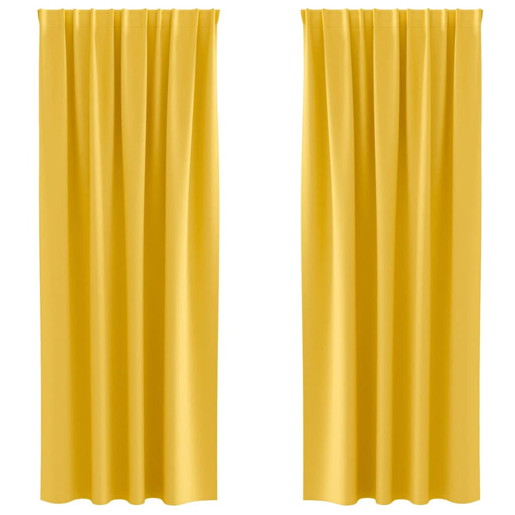Vidaxl zwart-out gordijnen met ringen 2 st mosterdgeel 260 x 140 cm