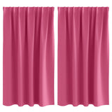 Vidaxl zwart-out gordijnen met ringen 2 st felroze 140 x 140 cm - afbeelding 2