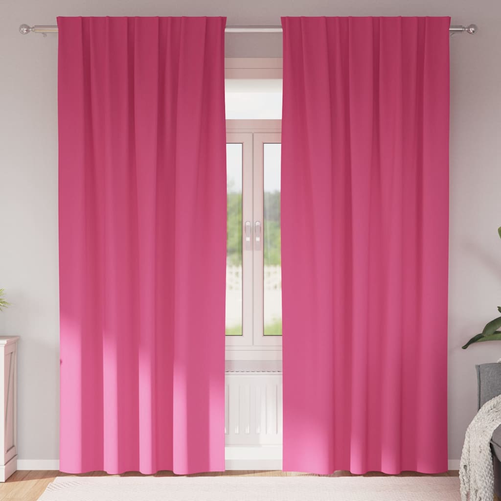 Vidaxl zwart-out gordijnen met ringen 2 st felroze 225 x 140 cm
