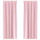 Vidaxl zwart-out gordijnen met ringen 2 st babyroze 260 x 140 cm - afbeelding 2