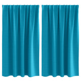 Vidaxl zwart-out gordijnen met ringen 2 st turquoise 140 x 140 cm - afbeelding 2