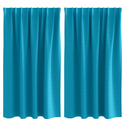 Vidaxl zwart-out gordijnen met ringen 2 st turquoise 140 x 140 cm