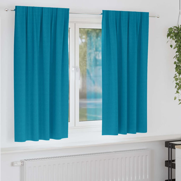 Vidaxl zwart-out gordijnen met ringen 2 st turquoise 175 x 140 cm