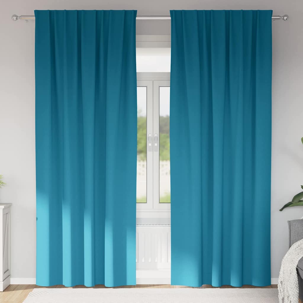 Vidaxl zwart-out gordijnen met ringen 2 st turquoise 225 x 140 cm
