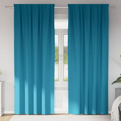 Vidaxl zwart-out gordijnen met ringen 2 st turquoise 260 x 140 cm