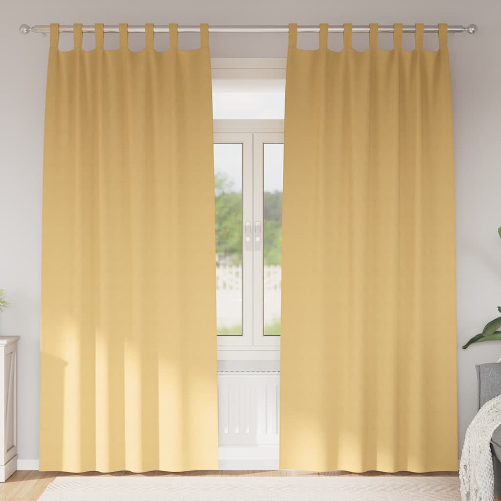 Vidaxl zwart-out gordijnen met ringen 2 st beige 225 x 140 cm