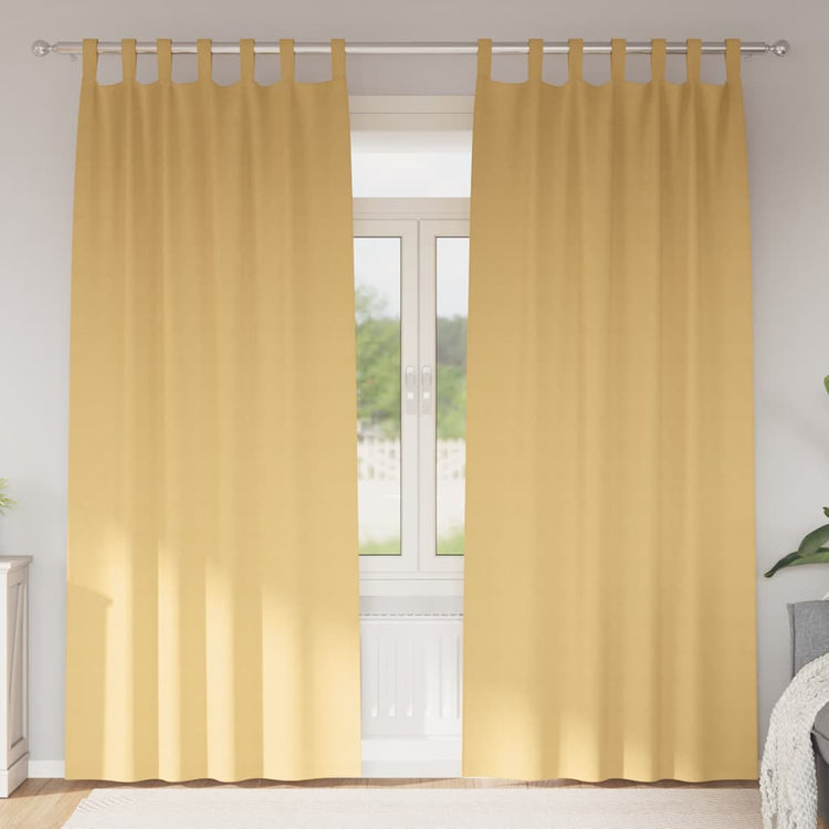 Vidaxl zwart-out gordijnen met ringen 2 st beige 225 x 140 cm