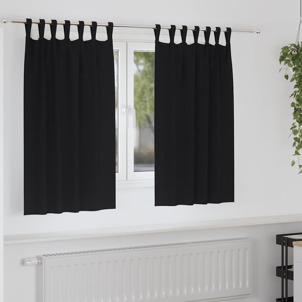 Vidaxl zwart-out gordijnen met ringen 2 pcs zwart 140 x 140 cm
