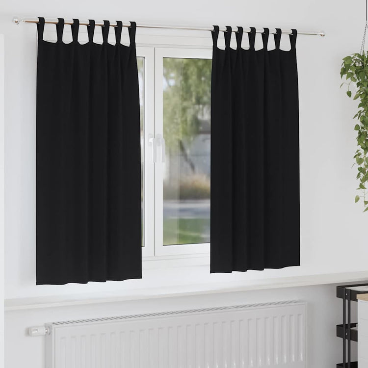 Vidaxl zwart-out gordijnen met ringen 2 st zwart 175 x 140 cm