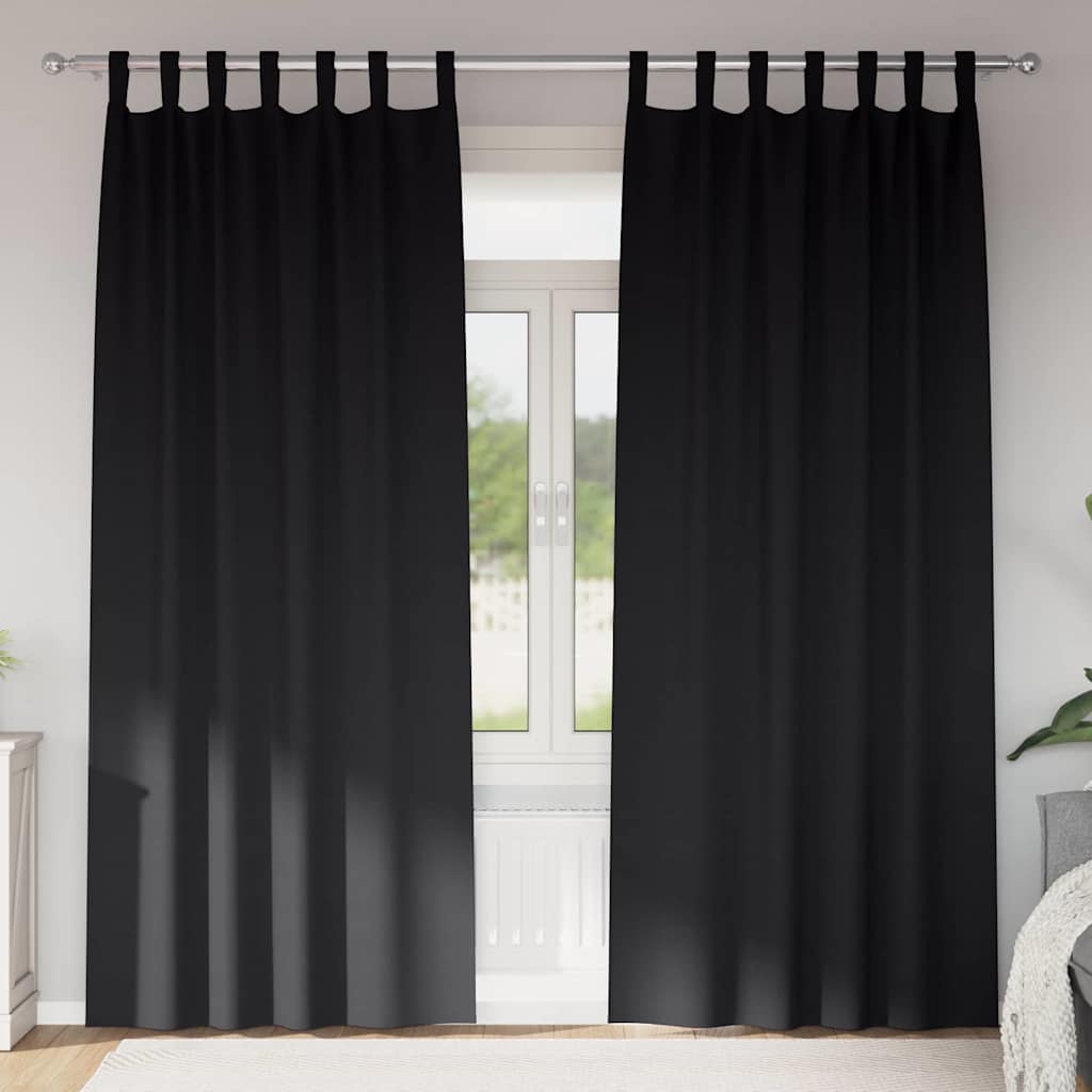 Vidaxl zwart-out gordijnen met ringen 2 st zwart 245 x 140 cm