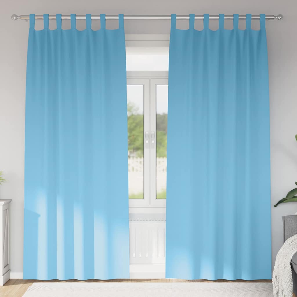 Vidaxl zwart-out gordijnen met ringen 2 st lichtblauw 245 x 140 cm