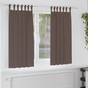 Vidaxl zwart-out gordijnen met ringen 2 st donkerbruin 175 x 140 cm - afbeelding 1