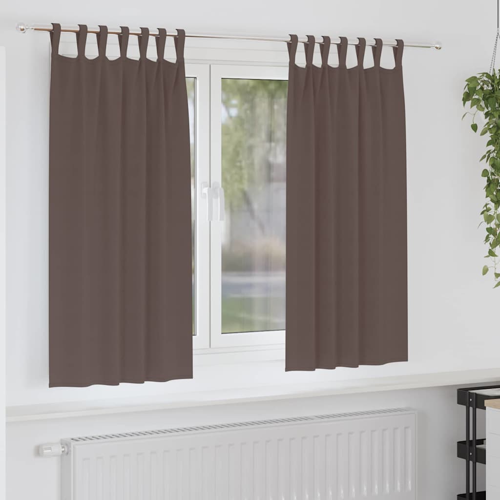 Vidaxl zwart-out gordijnen met ringen 2 st donkerbruin 175 x 140 cm