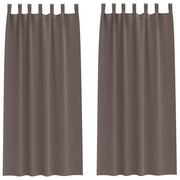 Vidaxl zwart-out gordijnen met ringen 2 st donkerbruin 225 x 140 cm - afbeelding 2
