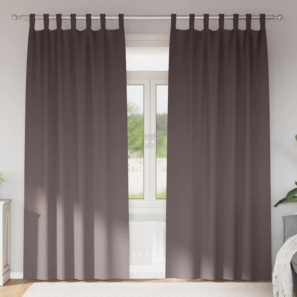 Vidaxl zwart-out gordijnen met ringen 2 st donkerbruin 260 x 140 cm