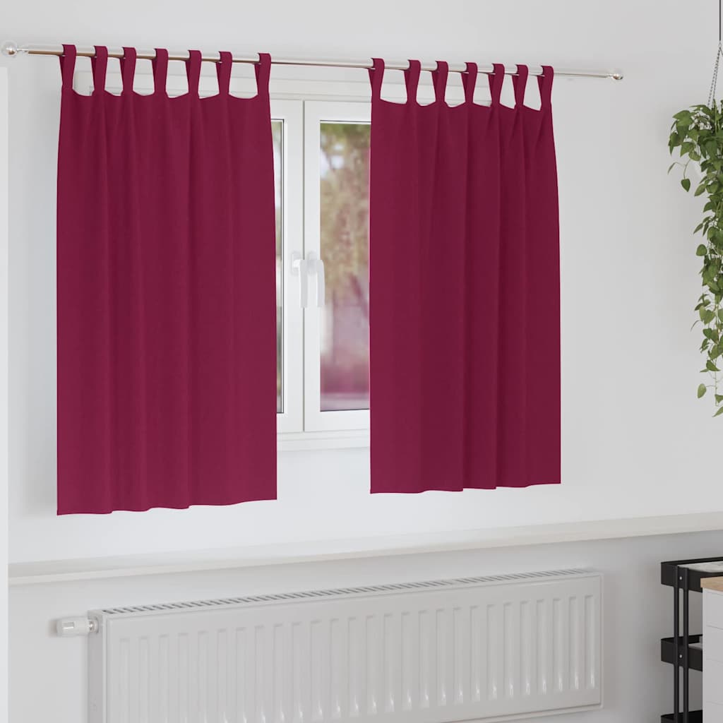 Vidaxl zwart-out gordijnen met ringen 2 pcs wijnrood 140 x 140 cm