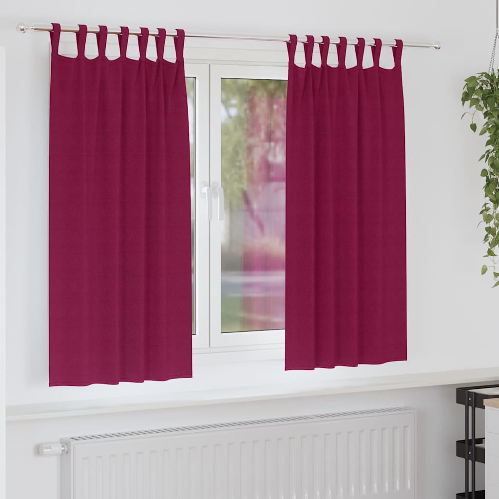 Vidaxl zwart-out gordijnen met ringen 2 st wijnrood 175 x 140 cm