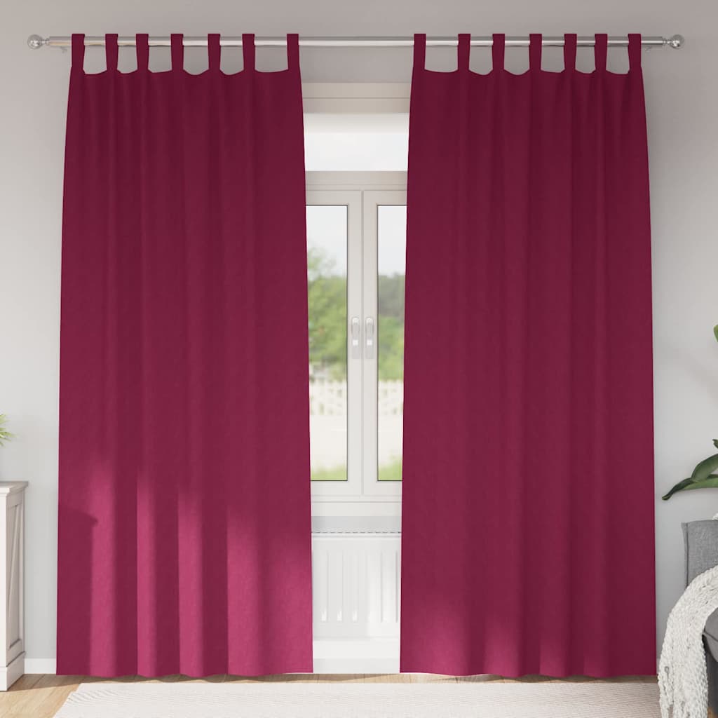 Vidaxl zwart-out gordijnen met ringen 2 st wijnrood 245 x 140 cm