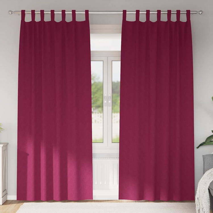 Vidaxl zwart-out gordijnen met ringen 2 st wijnrood 245 x 140 cm