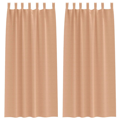 Vidaxl zwart-out gordijnen met ringen 2 st licht bruin 245 x 140 cm