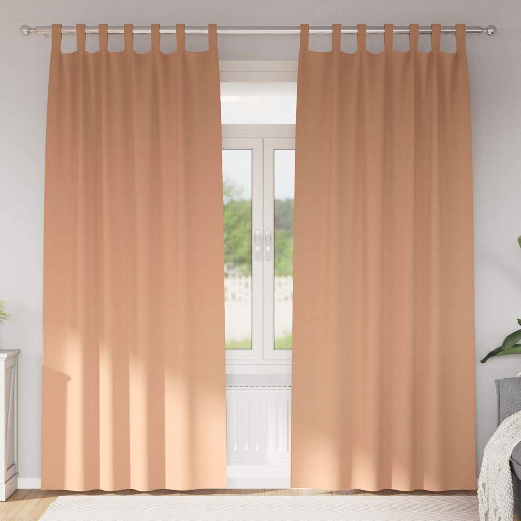 Vidaxl zwart-out gordijnen met ringen 2 st licht bruin 260 x 140 cm