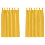 Vidaxl zwart-out gordijnen met ringen 2 st mosterdgeel 175 x 140 cm - afbeelding 2